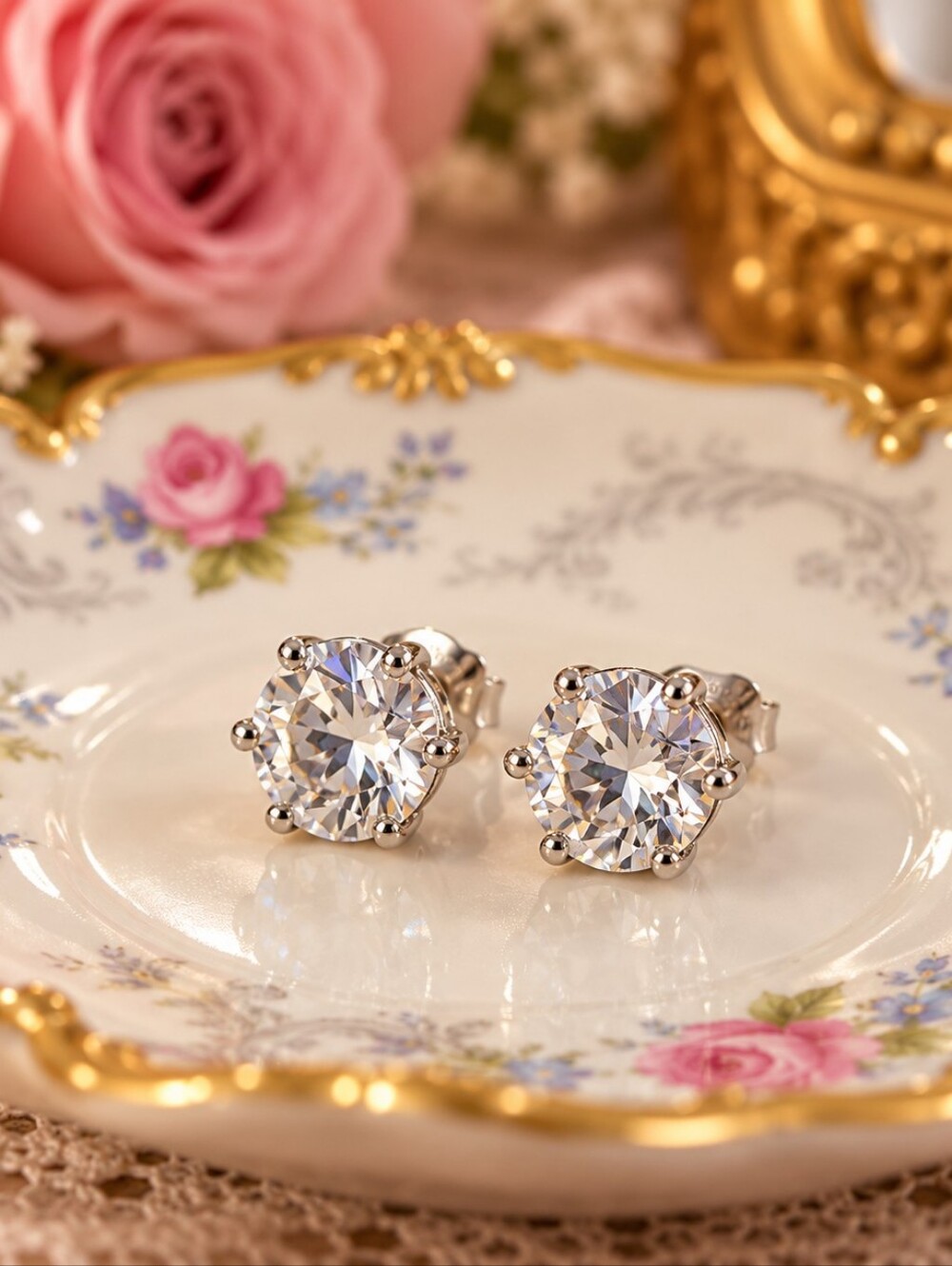 Plunder Sparkling Silver Crystal Earrings